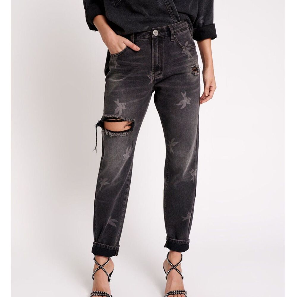 NWT One Teaspoon 1982S High Waist Balloon Jeans Animal Print Distressed Grunge